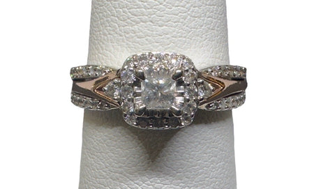 10K TWO TONE PRINCESS CUT DIAMOND WEDDING RING W/ APPROX .10P CENTER - Idaho Pawn & Gold