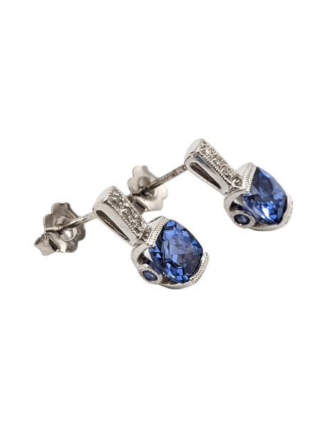 10K WHITE GOLD EARRINGS WITH BLUE STONES - Idaho Pawn & Gold