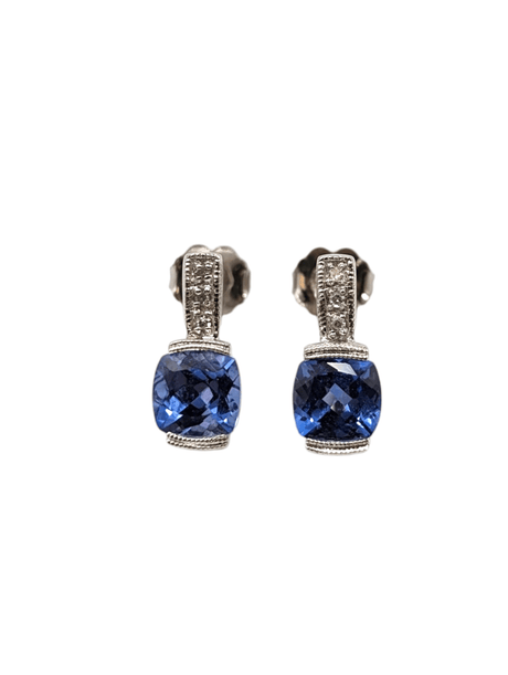 10K WHITE GOLD EARRINGS WITH BLUE STONES - Idaho Pawn & Gold