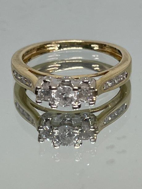 14K 2 TONE DIAMOND RING W/ 3 CENTER ROUND DIAMONDS APPROX .50CT TDW 2.76G SIZE 6 - Idaho Pawn & Gold