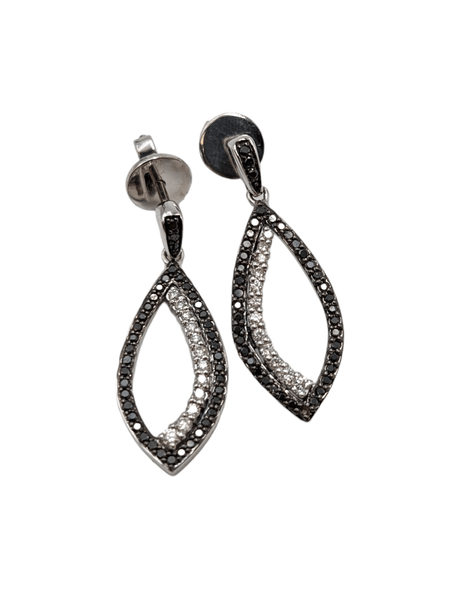 14K WHITE GOLD EARRINGS WITH BLACK/CLEAR STONES - Idaho Pawn & Gold