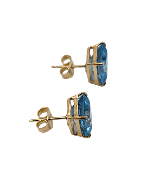 14K YELLOW GOLD EARRING WITH BLUE STONES - Idaho Pawn & Gold
