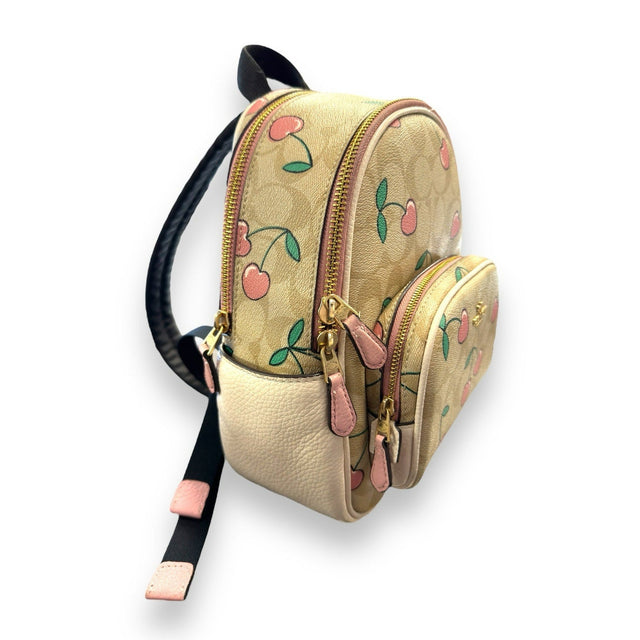 Coach CF424 Mini Court Backpack In Signature Canvas With Heart Cherry Print - Idaho Pawn & Gold