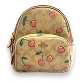 Coach CF424 Mini Court Backpack In Signature Canvas With Heart Cherry Print - Idaho Pawn & Gold