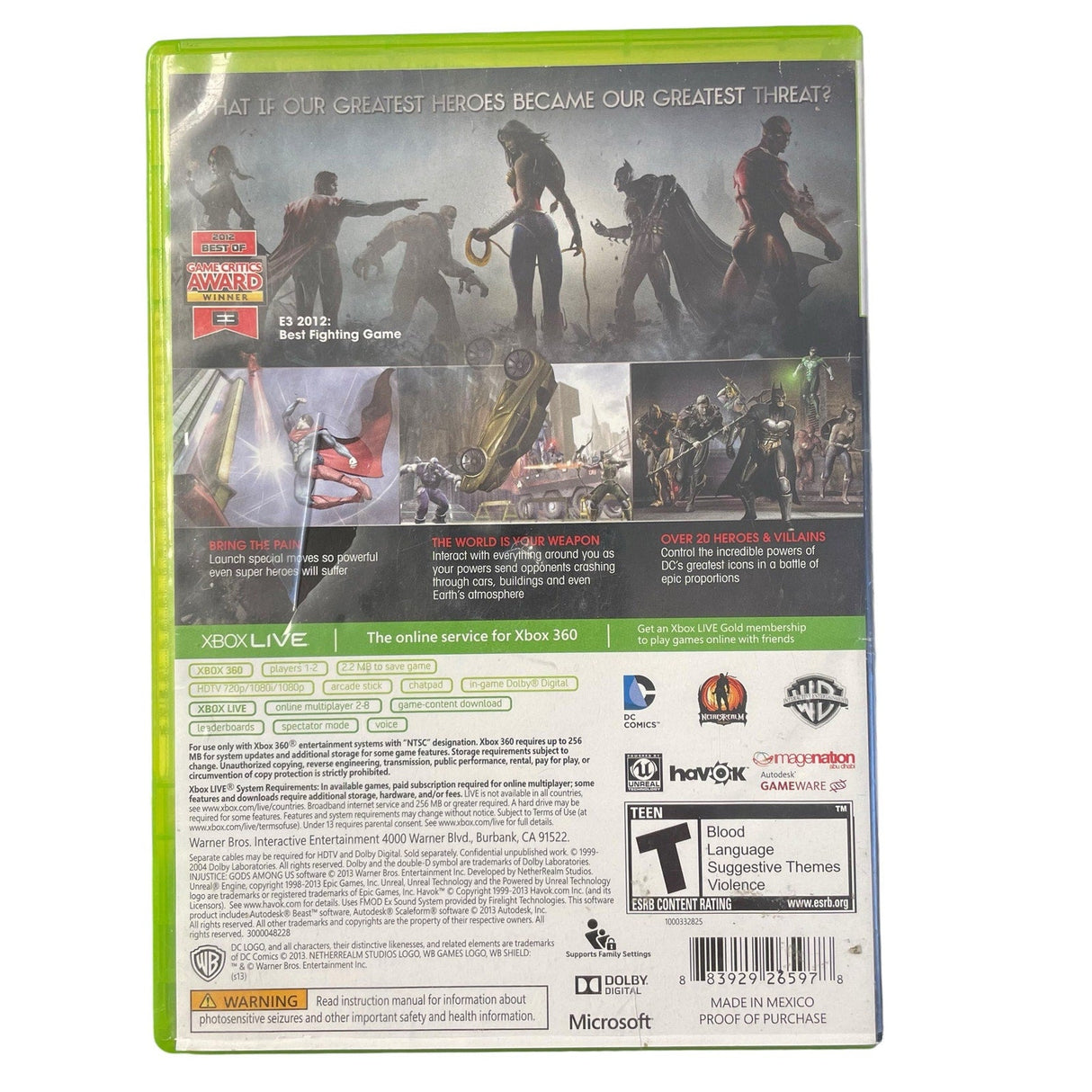 INJUSTICE GODS AMONG US - XBOX 360 - PREOWNED - Idaho Pawn & Gold