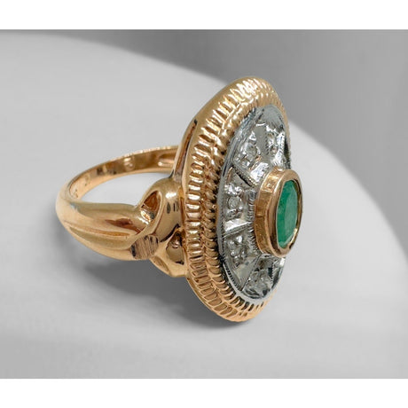 LADY'S GOLD RING: 6.14G 14K - Y/G, 14K RG EMERALD CUSTOM RING - Idaho Pawn & Gold